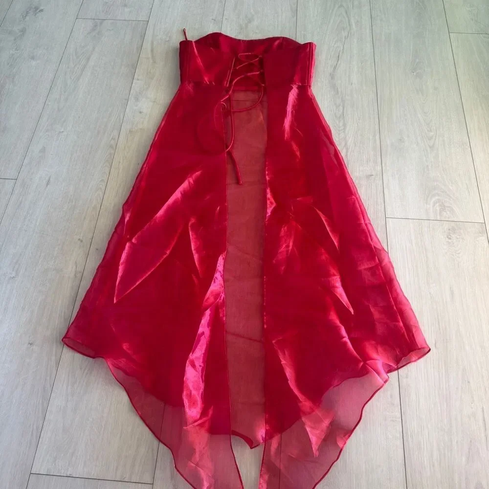 Jessica McClintock Gunne Sax Red Satin 2pc set Prom Formal Holiday Wedding size